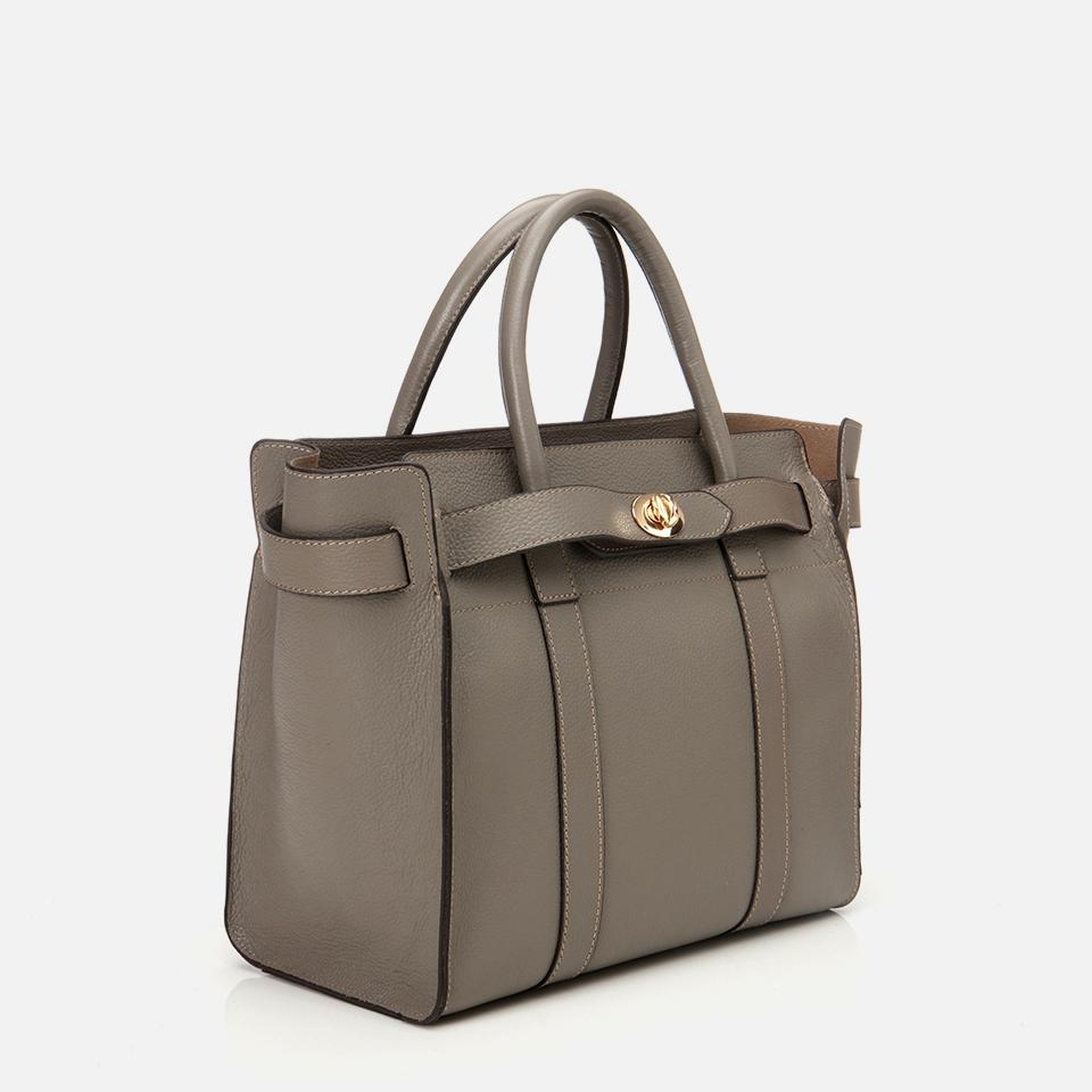 Kadın Deri Vizon Kilit Detaylı Omuz Çantası