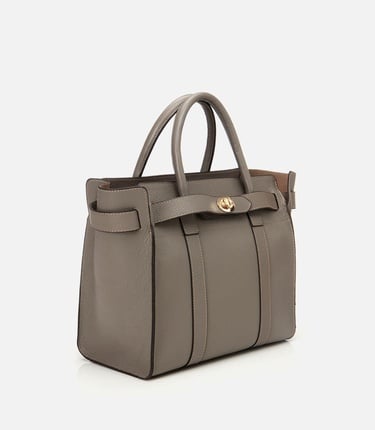  Kadın Deri Vizon Kilit Detaylı Omuz Çantası