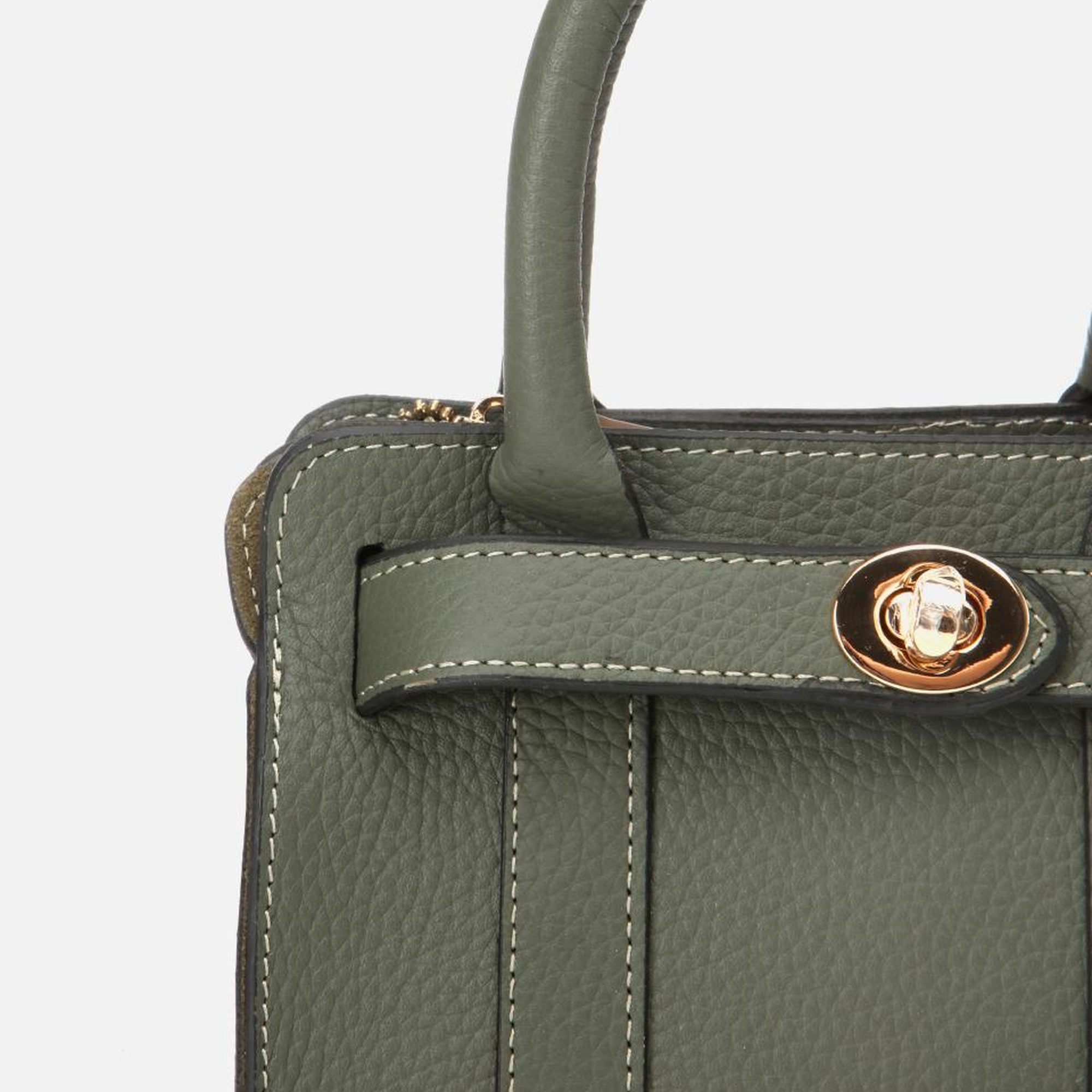 Kadın Deri Haki Kilit Detaylı Mini Çanta