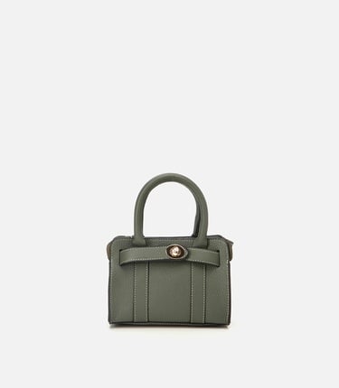  Kadın Deri Haki Kilit Detaylı Mini Çanta