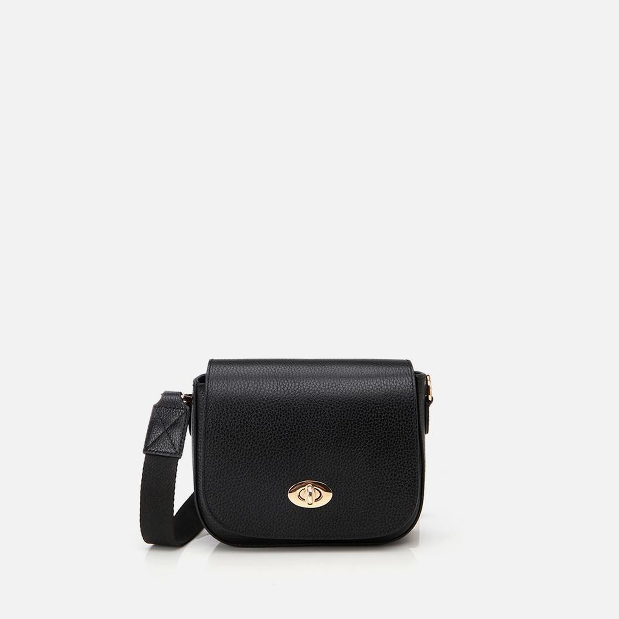 Kadın Deri Siyah Kilit Detaylı Mini Çanta