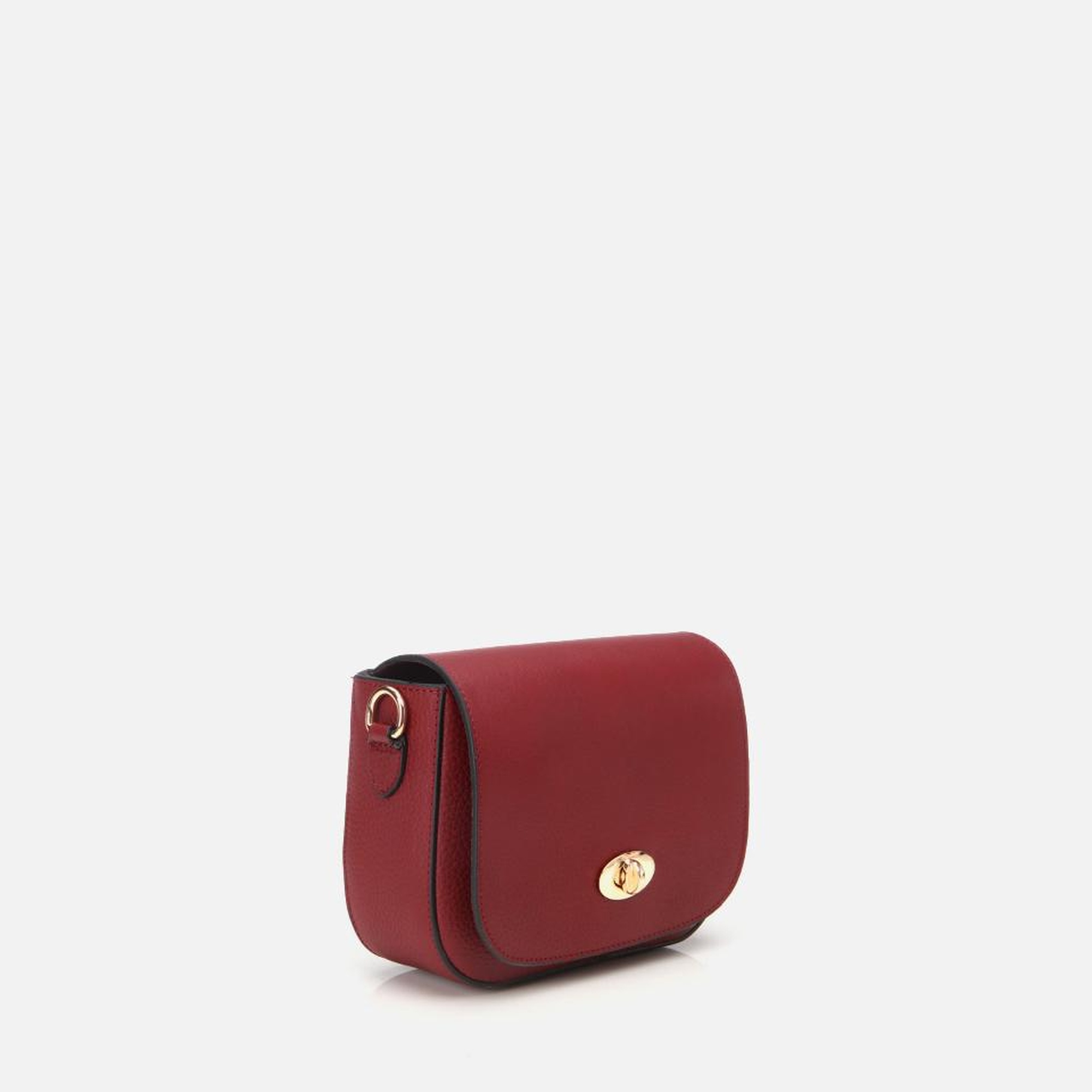 Kadın Deri Bordo Kilit Detaylı Mini Çanta