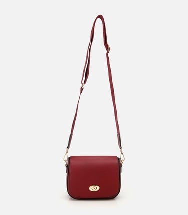  Kadın Deri Bordo Kilit Detaylı Mini Çanta