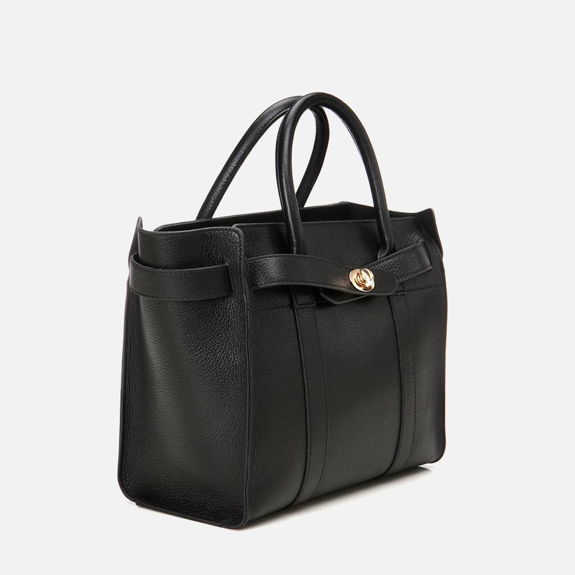 Kadın Deri Siyah Kilit Detaylı Omuz Çantası