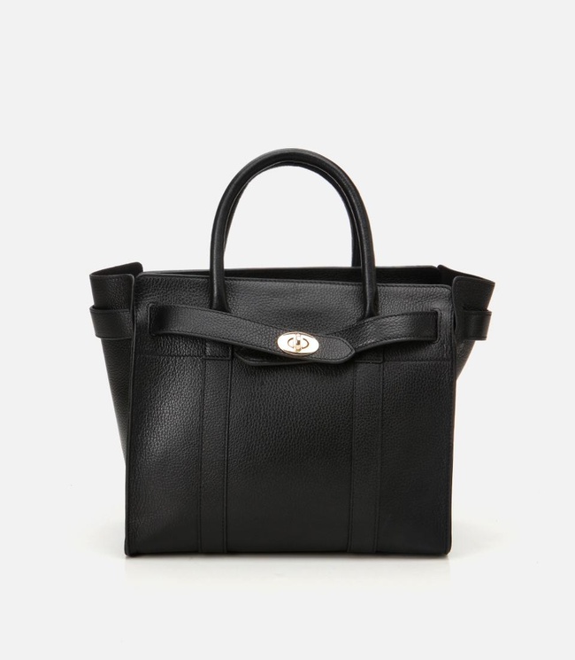  Kadın Deri Siyah Kilit Detaylı Omuz Çantası