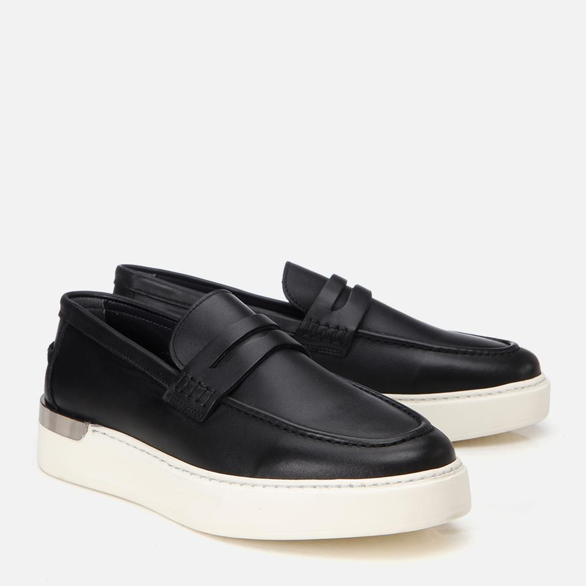 Erkek Deri Siyah Topuk Detaylı Şık Günlük Loafer