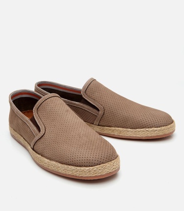  Erkek Süet Deri Bej Ultra Hafif Tabanlı Loafer