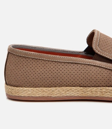  Erkek Süet Deri Bej Ultra Hafif Tabanlı Loafer