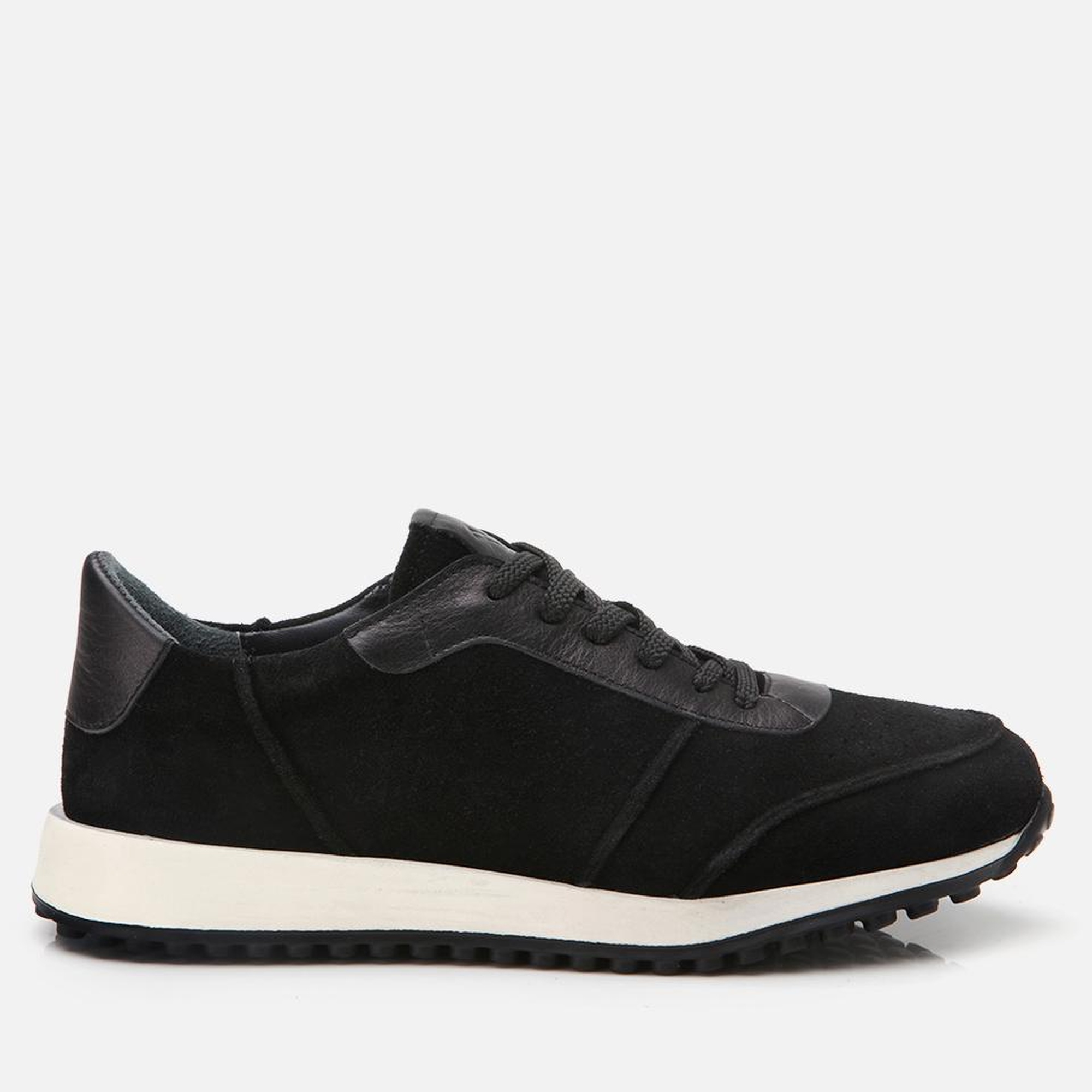 Erkek Süet Deri Siyah Ultra Hafif Tabanlı Spor Ayakkabı