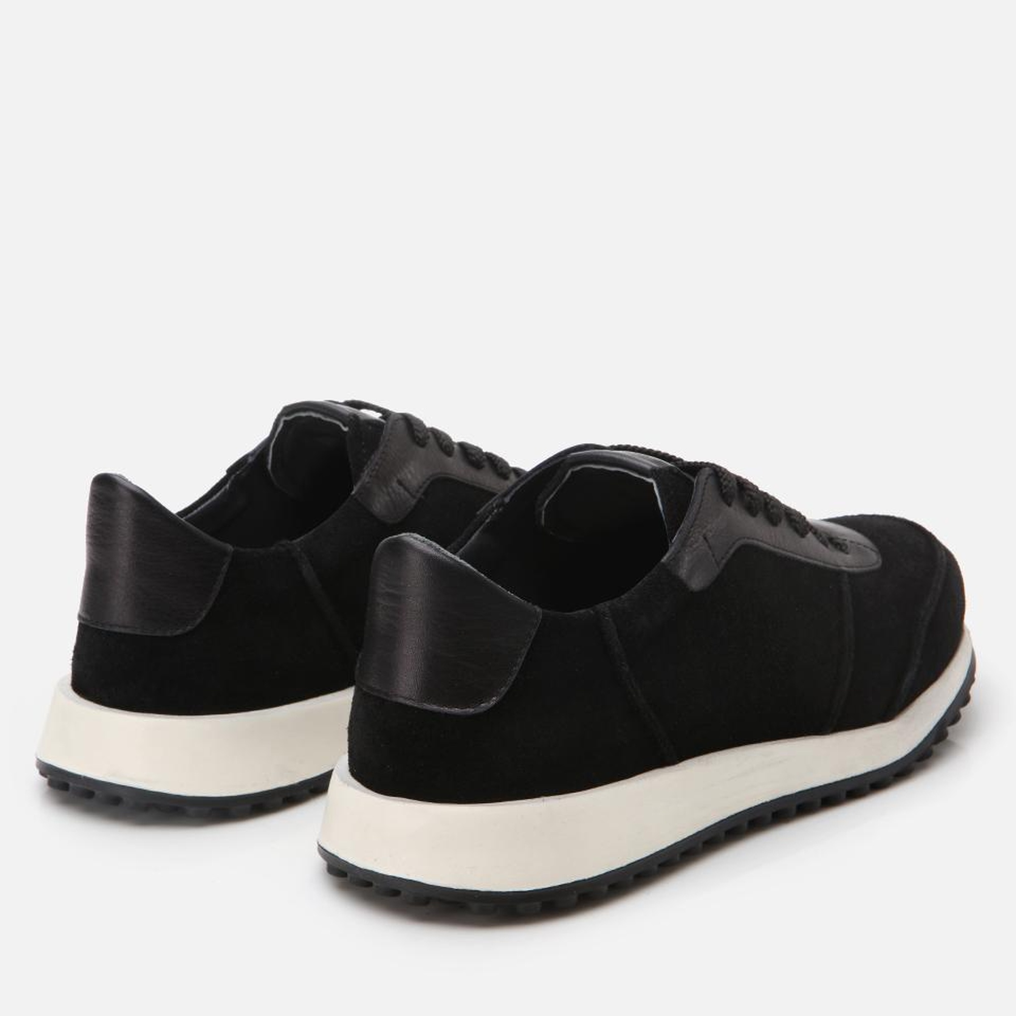 Erkek Süet Deri Siyah Ultra Hafif Tabanlı Spor Ayakkabı