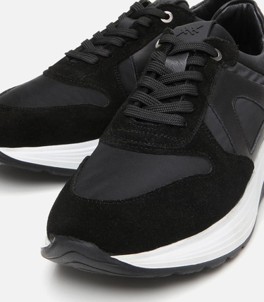 Erkek Süet Deri Siyah Hafif Tabanlı Spor Ayakkabı