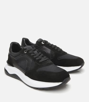  Erkek Süet Deri Siyah Hafif Tabanlı Spor Ayakkabı