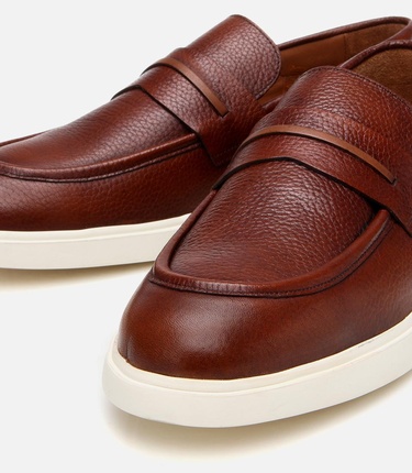  Erkek Deri Taba Ultra Hafif Tabanlı Klasik Loafer