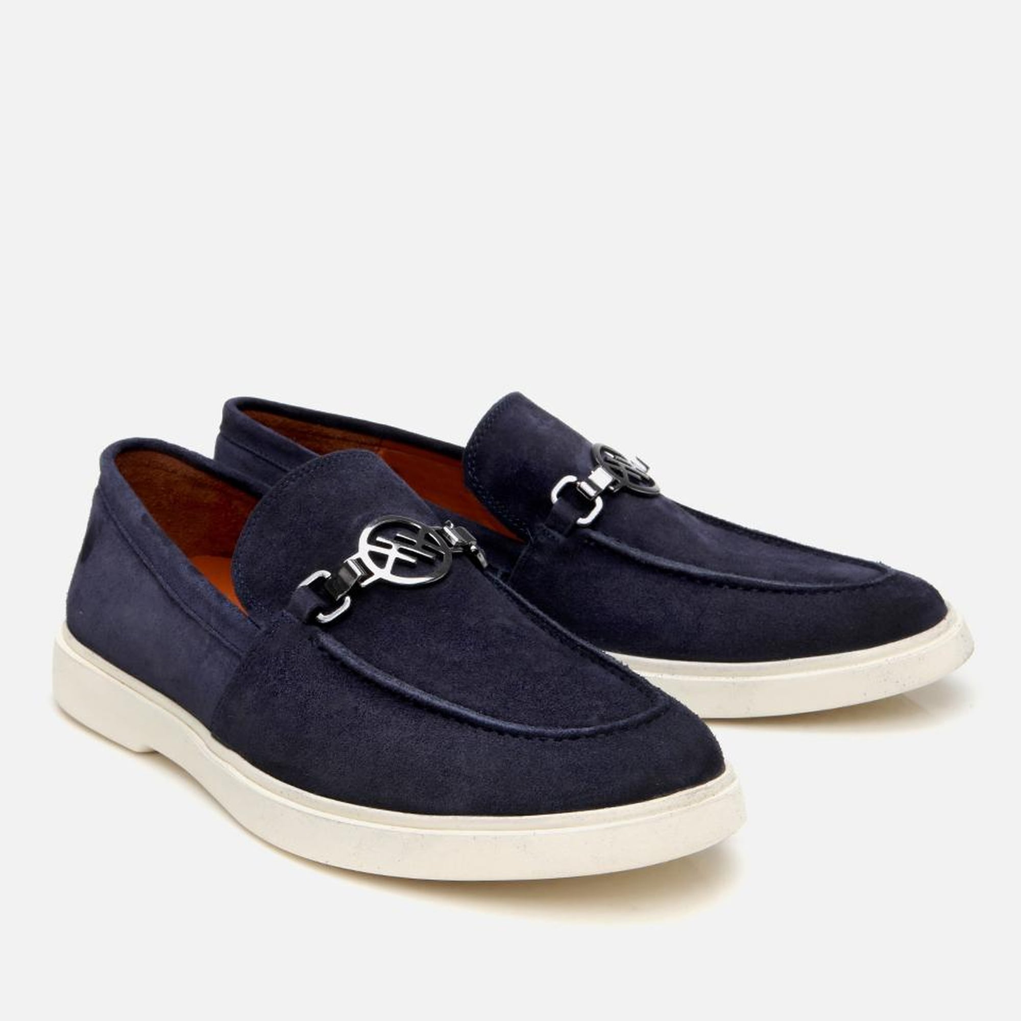 Erkek Süet Deri Lacivert Toka Detaylı Loafer