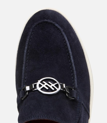  Erkek Süet Deri Lacivert Toka Detaylı Loafer