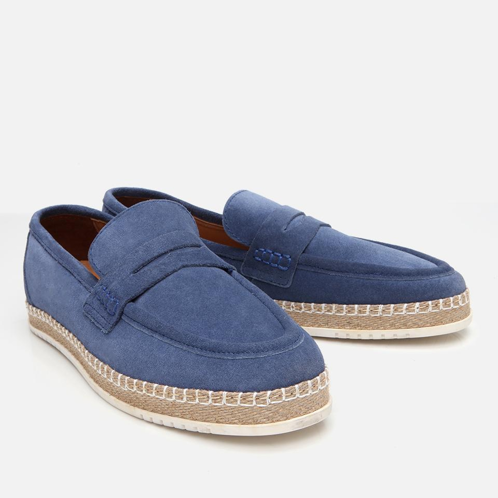 Erkek Süet Deri Mavi Ultra Hafif Tabanlı Loafer