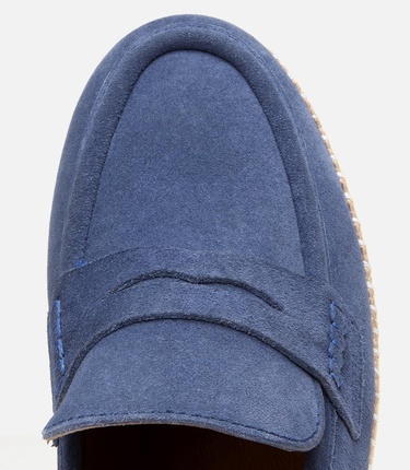  Erkek Süet Deri Mavi Ultra Hafif Tabanlı Loafer