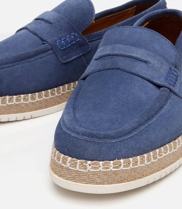  Erkek Süet Deri Mavi Ultra Hafif Tabanlı Loafer