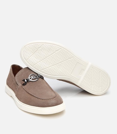  Erkek Süet Deri Vizon Toka Detaylı Loafer