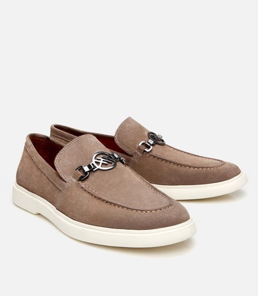  Erkek Süet Deri Vizon Toka Detaylı Loafer