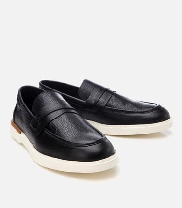  Erkek Deri Siyah Ultra Hafif Tabanlı Klasik Loafer