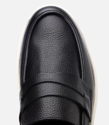  Erkek Deri Siyah Ultra Hafif Tabanlı Klasik Loafer