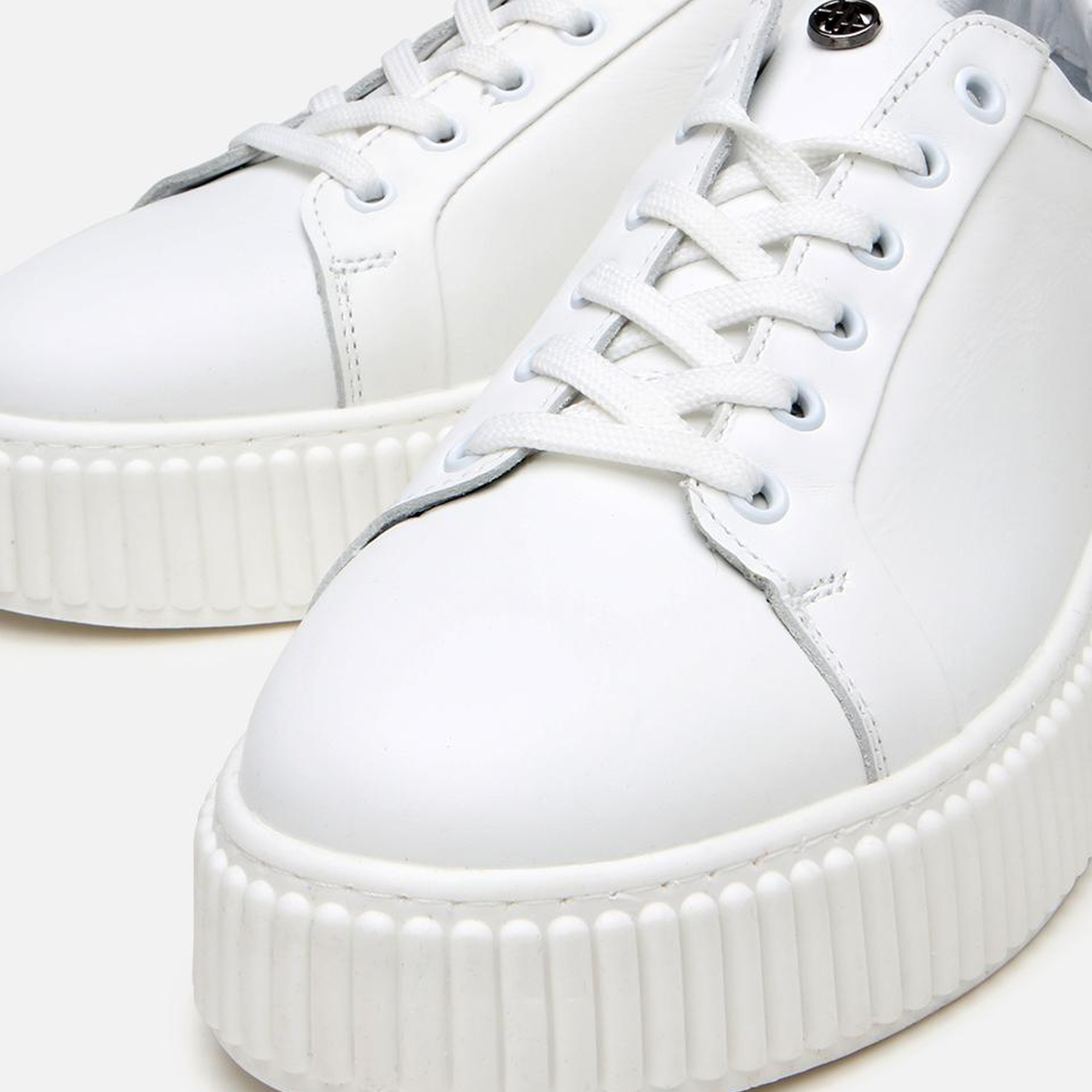 Erkek Deri Beyaz Yüksek Tabanlı Spor Ayakkabı