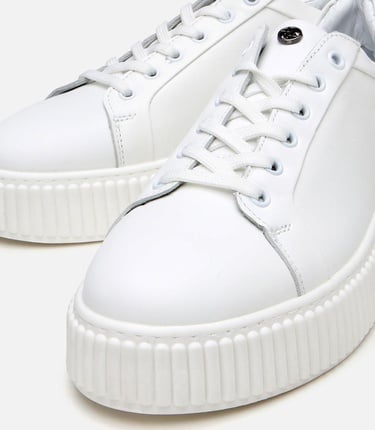  Erkek Deri Beyaz Yüksek Tabanlı Spor Ayakkabı