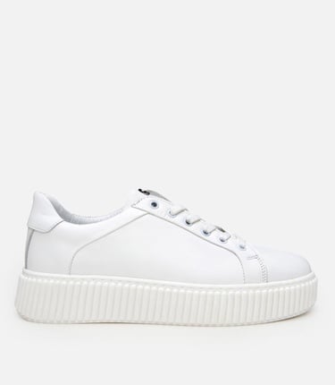  Erkek Deri Beyaz Yüksek Tabanlı Spor Ayakkabı