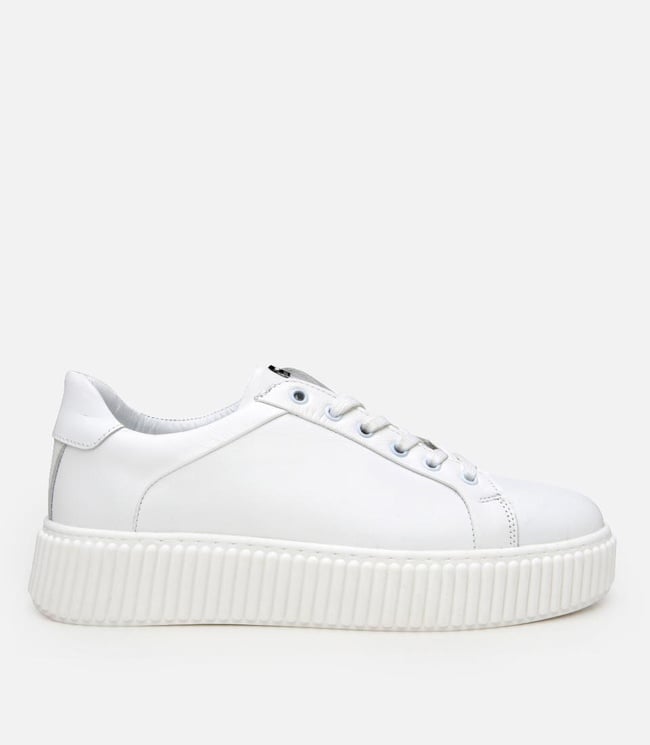  Erkek Deri Beyaz Yüksek Tabanlı Spor Ayakkabı