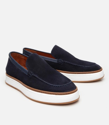  Erkek Süet Deri Lacivert Loafer