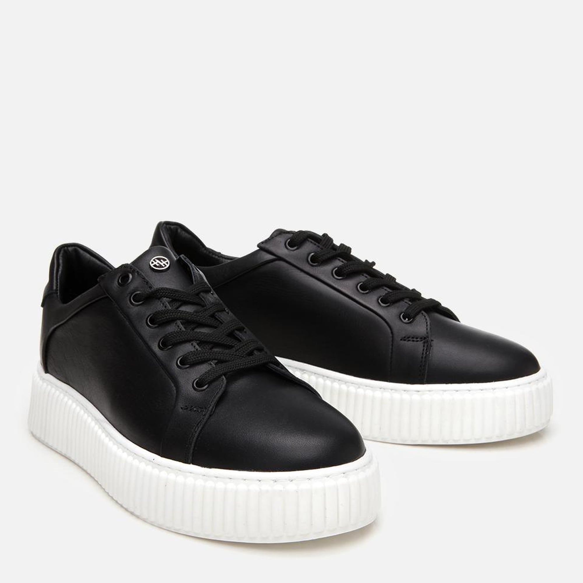 Erkek Deri Siyah Yüksek Tabanlı Spor Ayakkabı