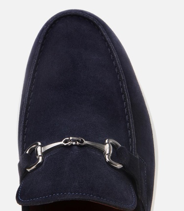  Erkek Süet Deri Lacivert Toka Detaylı Günlük Loafer