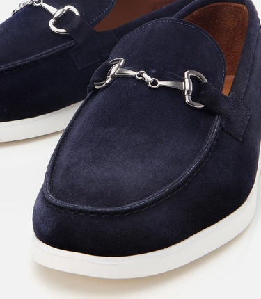  Erkek Süet Deri Lacivert Toka Detaylı Günlük Loafer