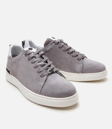  Erkek Süet Deri Gri Ultra Hafif Tabanlı Spor Ayakkabı