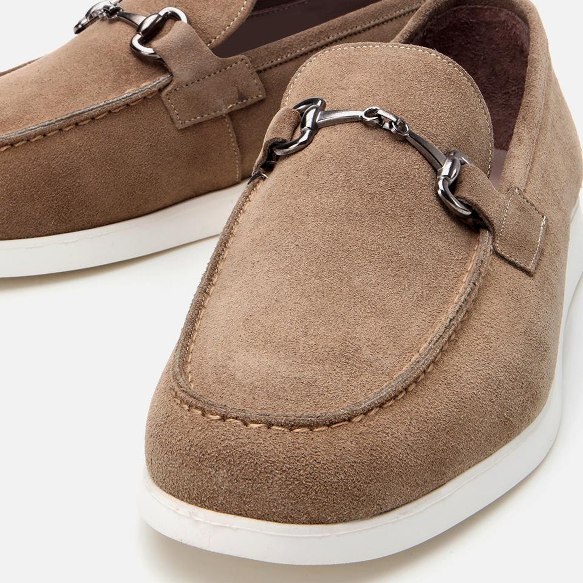 Erkek Süet Deri Bej Toka Detaylı Günlük Loafer