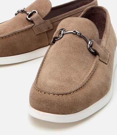  Erkek Süet Deri Bej Toka Detaylı Günlük Loafer