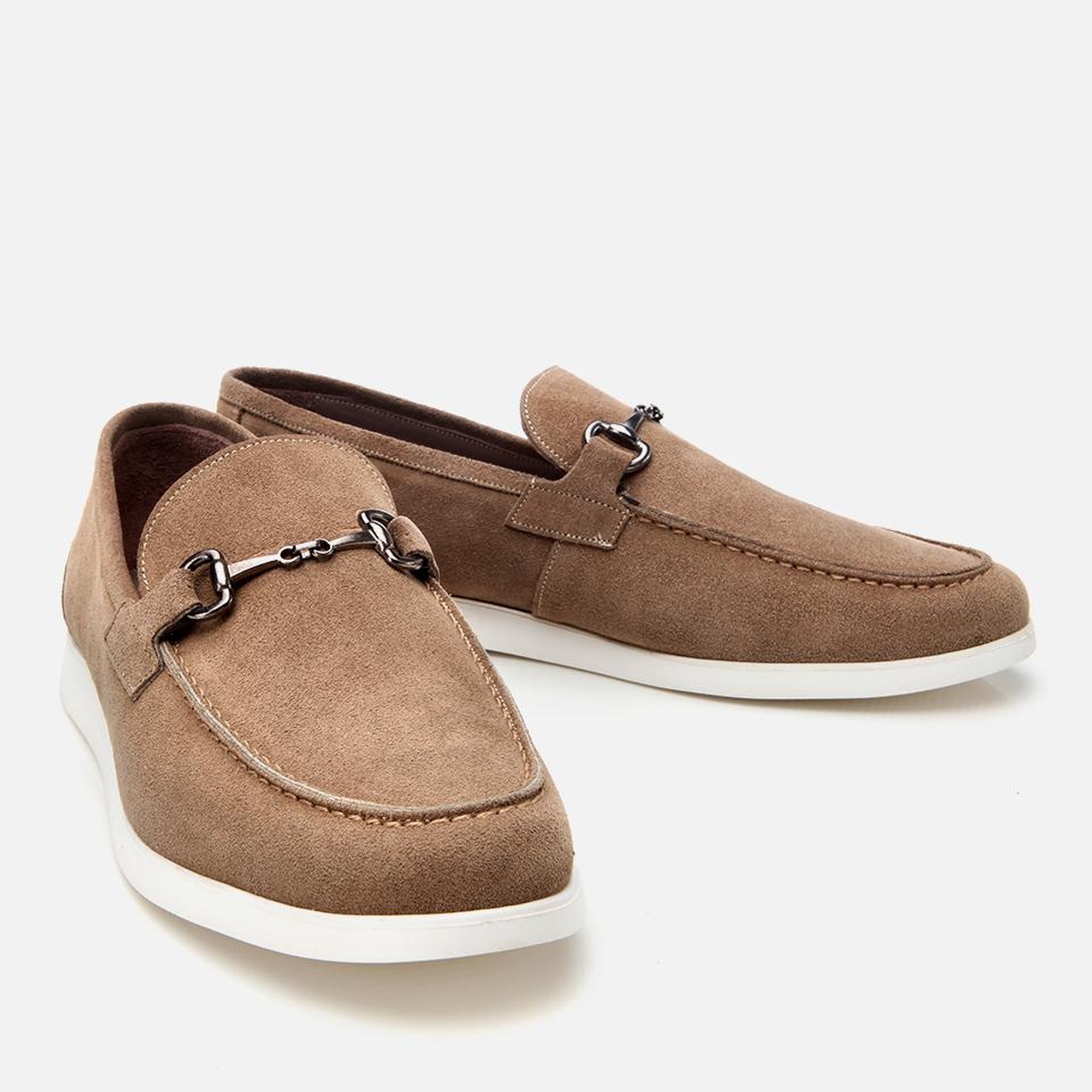 Erkek Süet Deri Bej Toka Detaylı Günlük Loafer