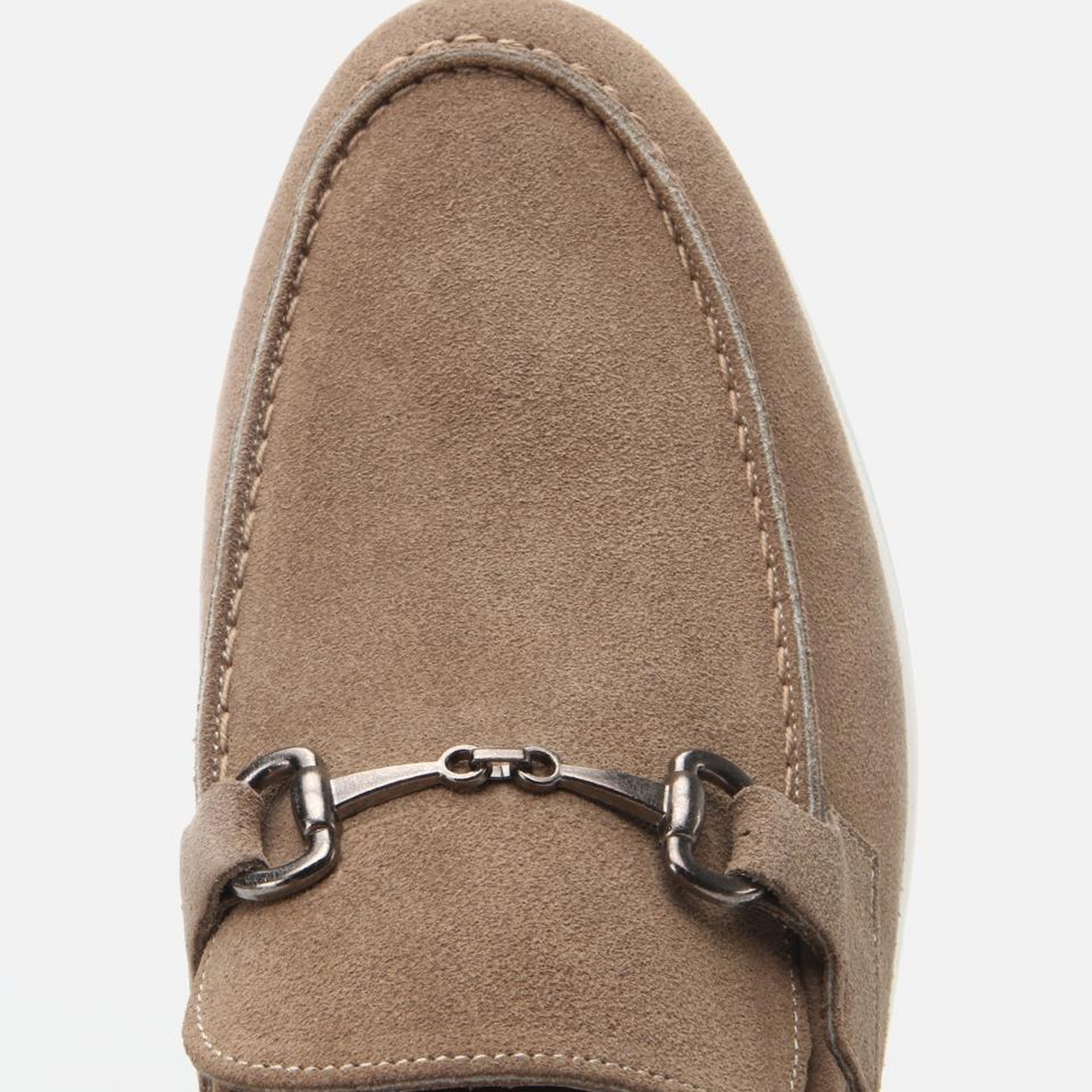 Erkek Süet Deri Bej Toka Detaylı Günlük Loafer