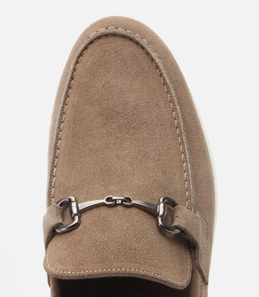  Erkek Süet Deri Bej Toka Detaylı Günlük Loafer