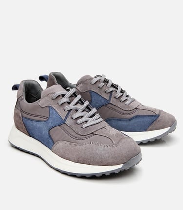  Erkek Süet Deri Gri Ultra Hafif Tabanlı Spor Ayakkabı