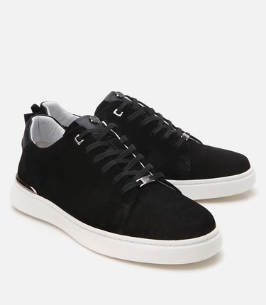  Erkek Süet Deri Siyah Ultra Hafif Tabanlı Spor Ayakkabı