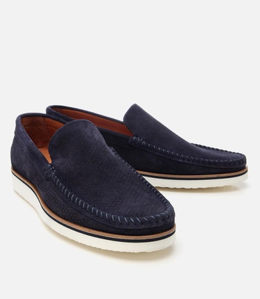  Erkek Süet Deri Lacivert Hafif Tabanlı Loafer