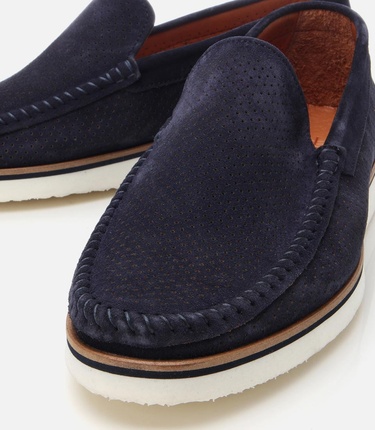  Erkek Süet Deri Lacivert Hafif Tabanlı Loafer