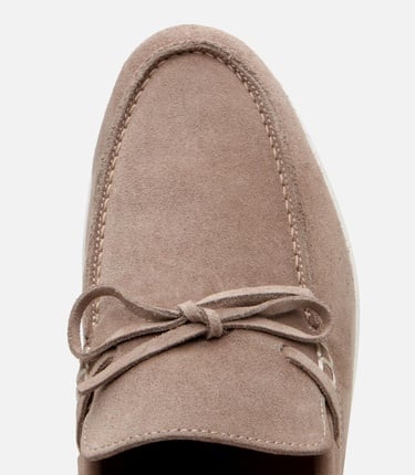  Erkek Süet Deri Bej Bağcıklı Loafer