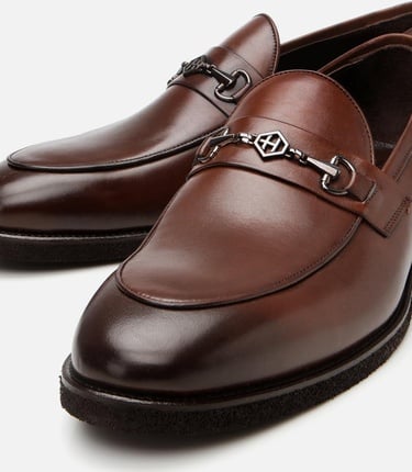  Erkek Deri Kahverengi Hafif Tabanlı Klasik Loafer