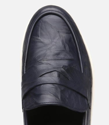  Erkek Deri Lacivert Ultra Hafif Tabanlı Klasik Loafer