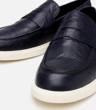  Erkek Deri Lacivert Ultra Hafif Tabanlı Klasik Loafer