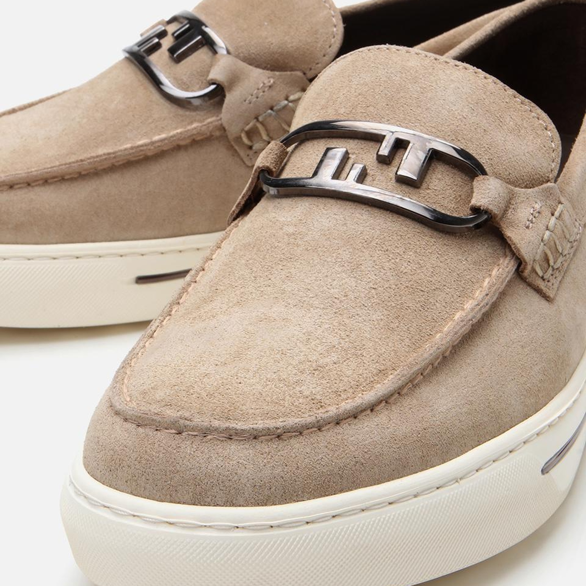 Erkek Süet Deri Bej Toka Detaylı Loafer