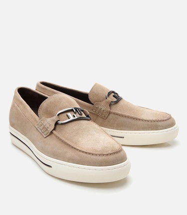  Erkek Süet Deri Bej Toka Detaylı Loafer